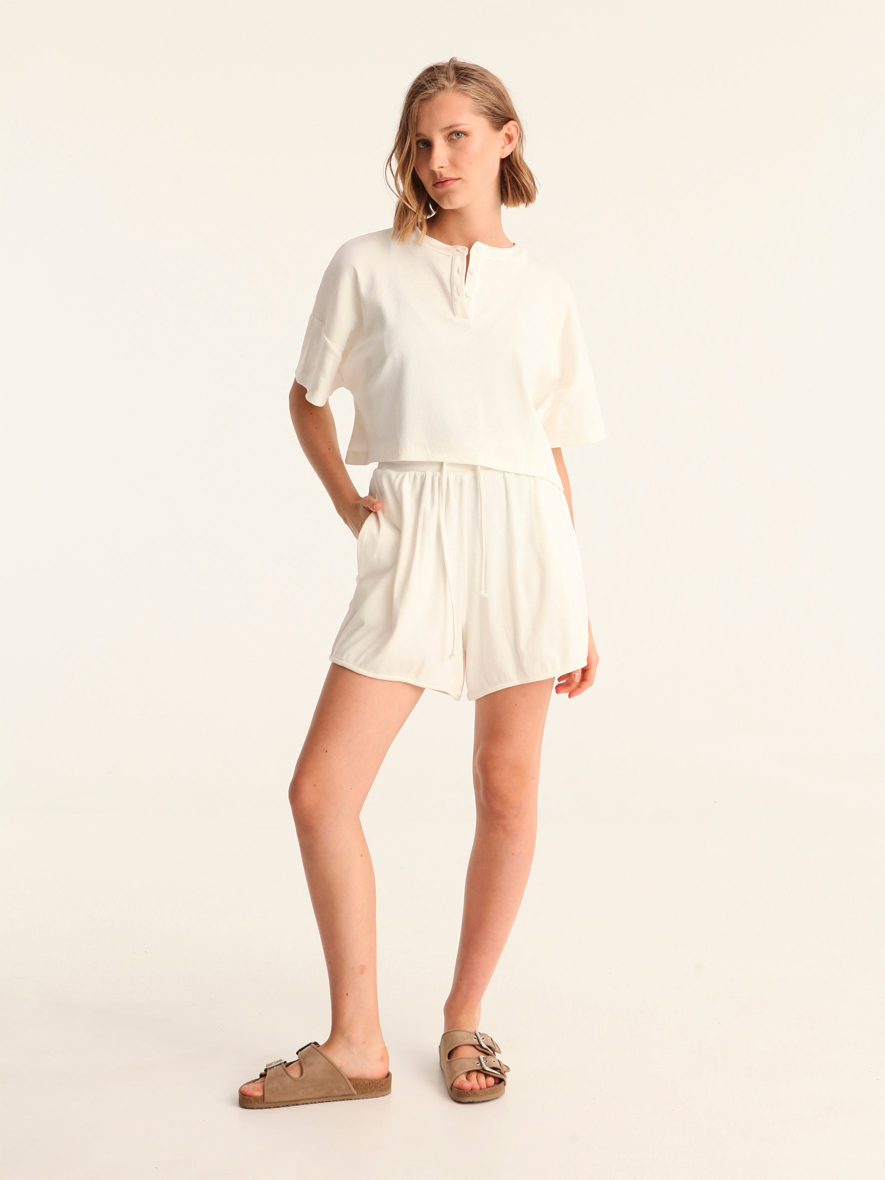 RIB TOP cropped top - off white