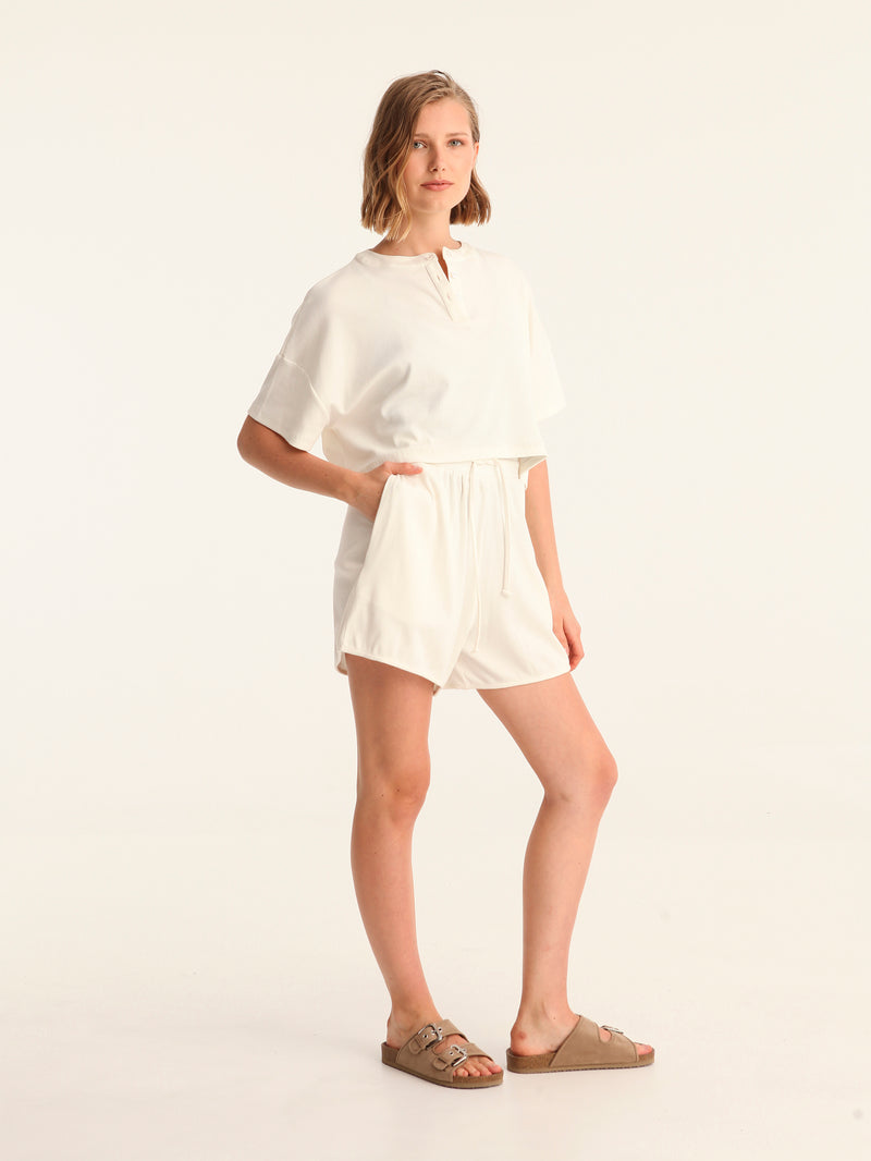 RIB TOP cropped top - off white