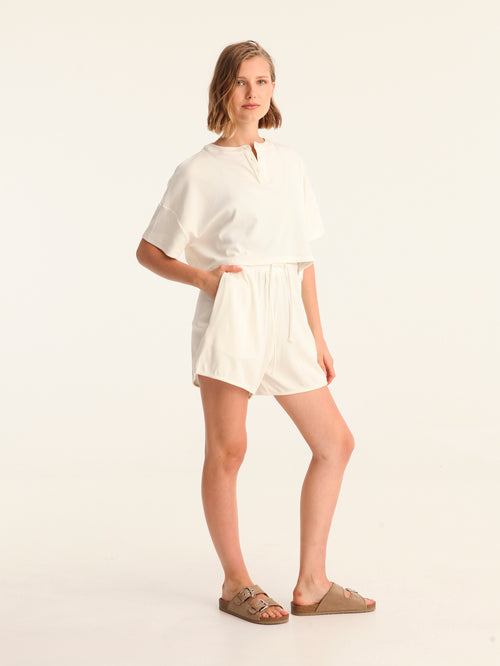 RIB TOP cropped top - off white
