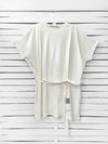 RIB loose belted dress - off white