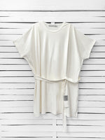RIB loose belted dress - ecru