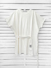 RIB loose belted dress - off white