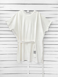 RIB loose belted dress - off white