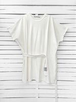 RIB loose belted dress - ecru