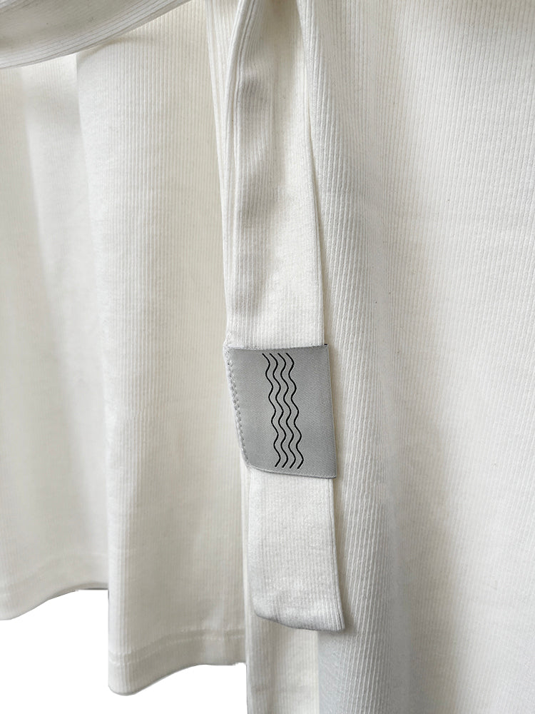 RIB loose belted dress - off white