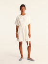 RIB loose belted dress - off white