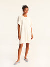 RIB loose belted dress - off white
