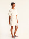 RIB loose belted dress - off white