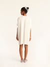 RIB loose belted dress - off white