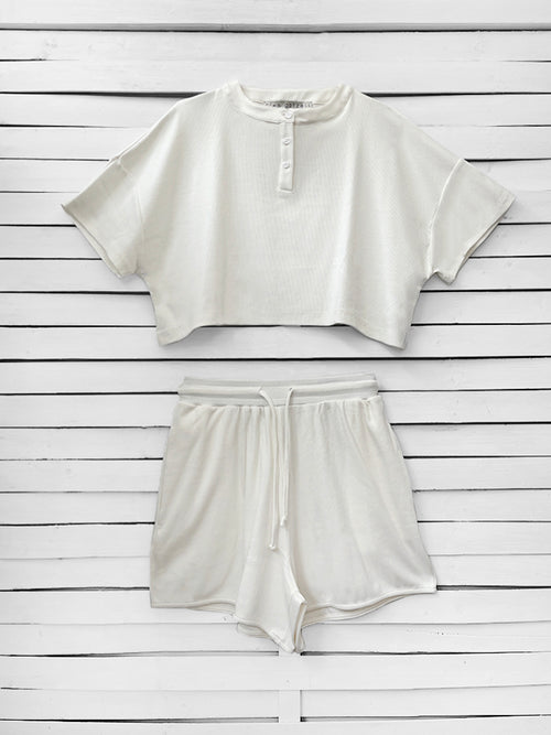RIB TOP cropped top - ecru