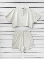 RIB loose shorts - ecru