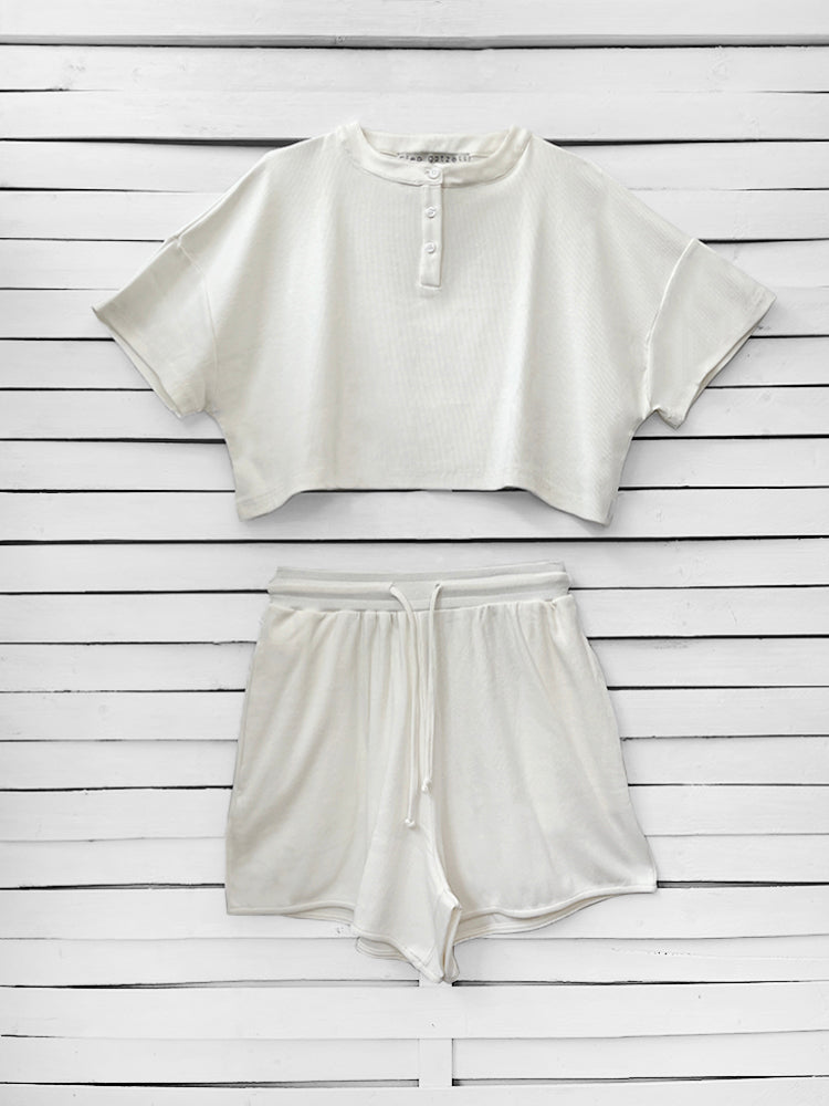 RIB loose shorts - ecru