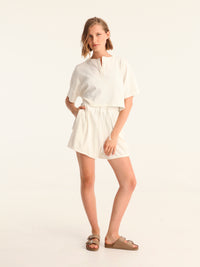 RIB loose shorts - off white