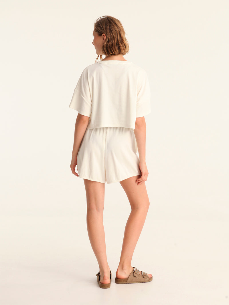 RIB loose shorts - off white
