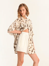 RIB loose shorts - off white