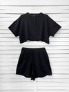 RIB loose shorts - black