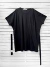 RIB loose belted dress - black