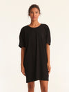 RIB loose belted dress - black