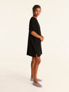RIB loose belted dress - black