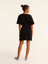 RIB loose belted dress - black