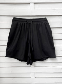 RIB loose shorts - black