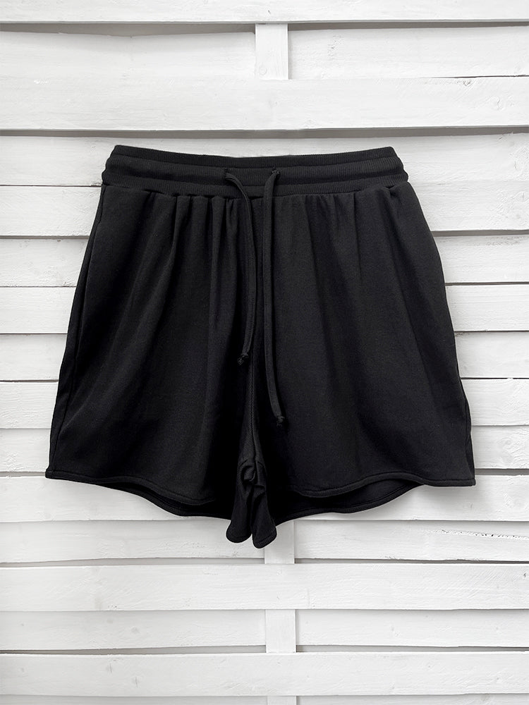 RIB loose shorts - black