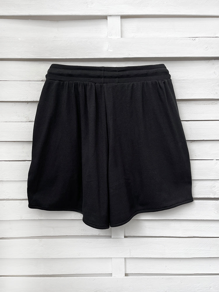RIB loose shorts - black