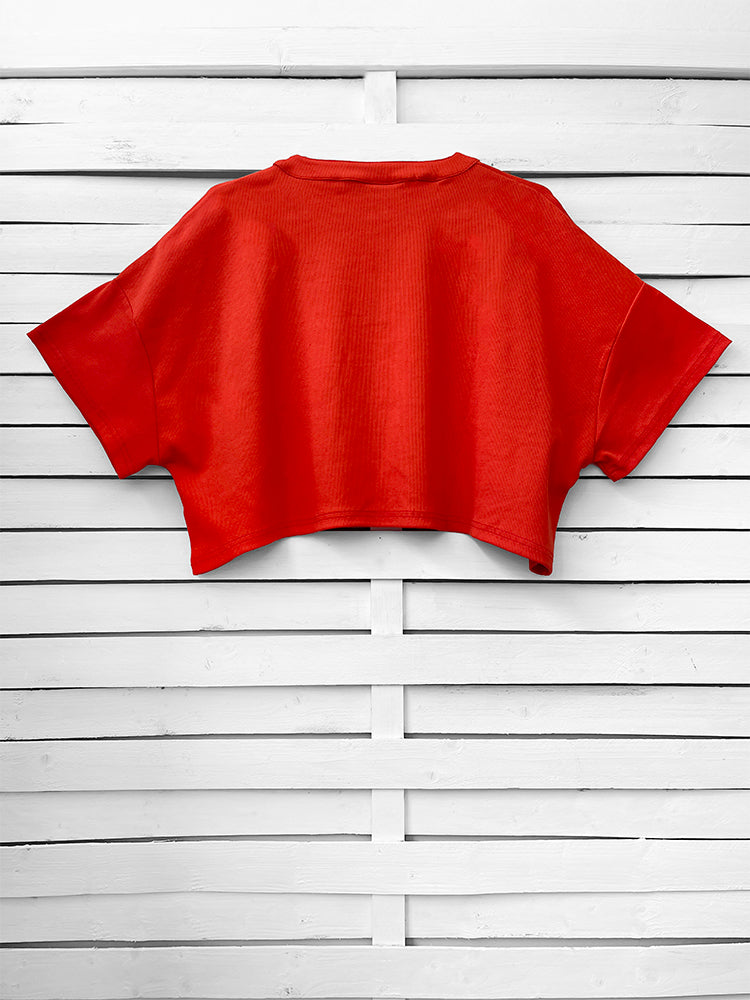 RIB TOP cropped top - coral red