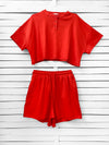 RIB TOP cropped top - coral red