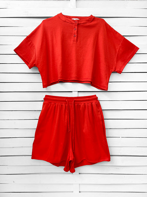 RIB TOP cropped top - coral red