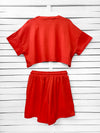 RIB TOP cropped top - coral red