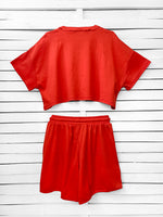RIB loose shorts - coral red