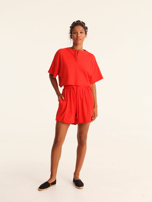 RIB TOP cropped top - coral red