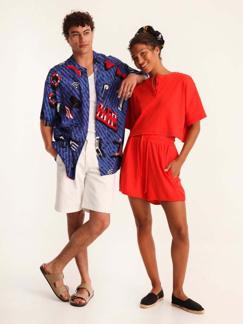 RIB TOP cropped top - coral red