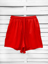 RIB loose shorts - coral red