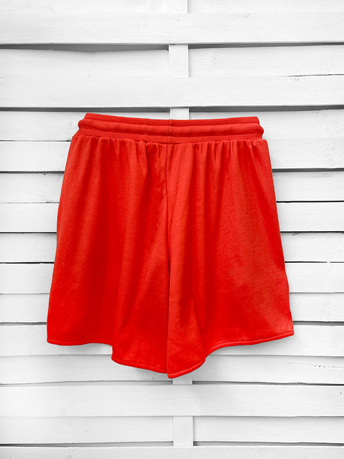 RIB loose shorts - coral red