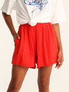 RIB loose shorts - coral red