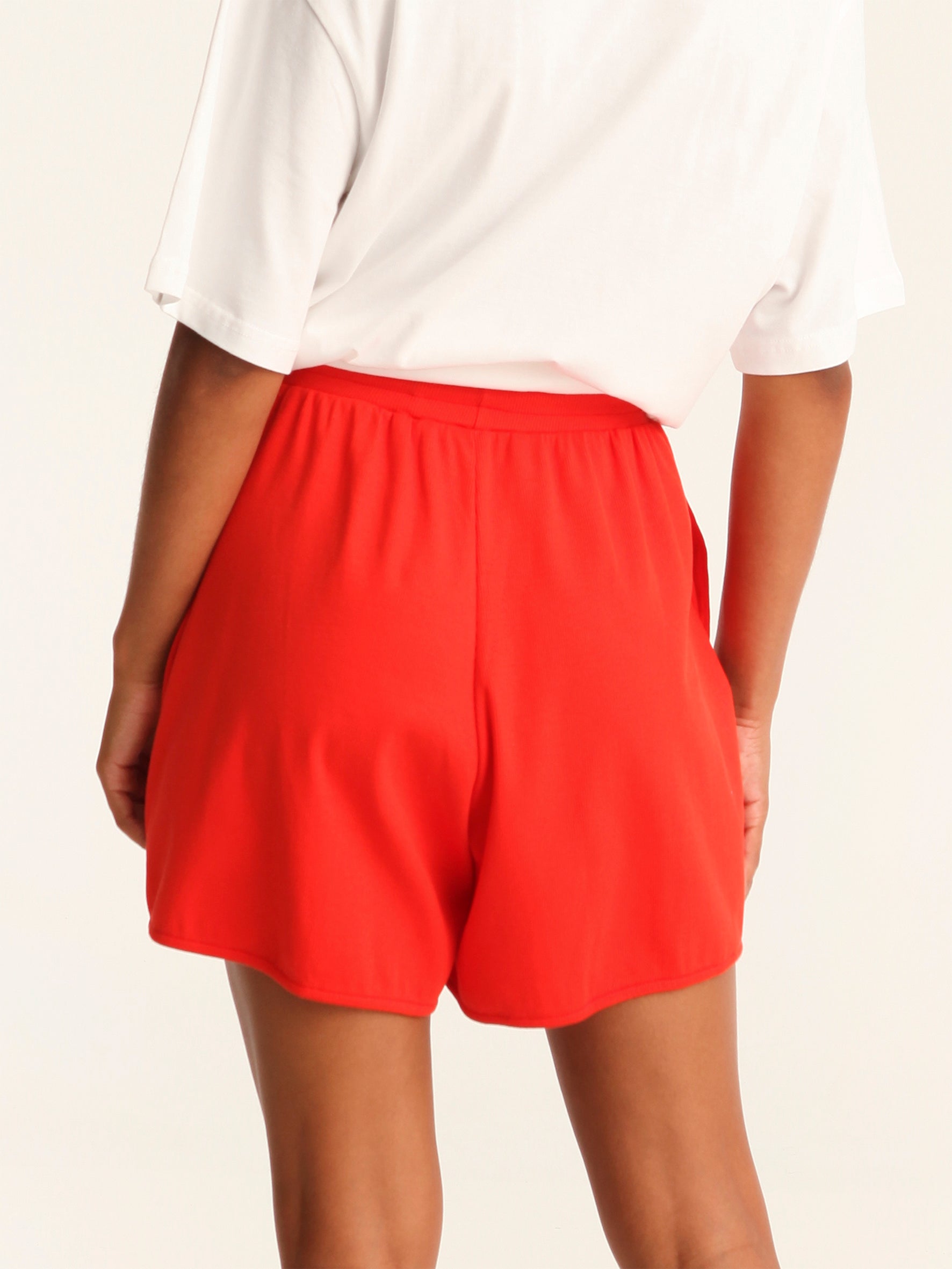 RIB loose shorts - coral red