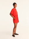RIB loose shorts - coral red