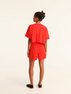 RIB loose shorts - coral red
