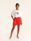 RIB loose shorts - coral red