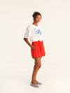 RIB loose shorts - coral red