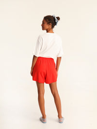RIB loose shorts - coral red