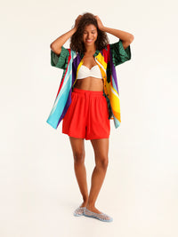 RIB loose shorts - coral red