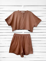 RIB loose shorts - choco