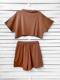 RIB TOP cropped top - choco