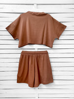 RIB loose shorts - choco