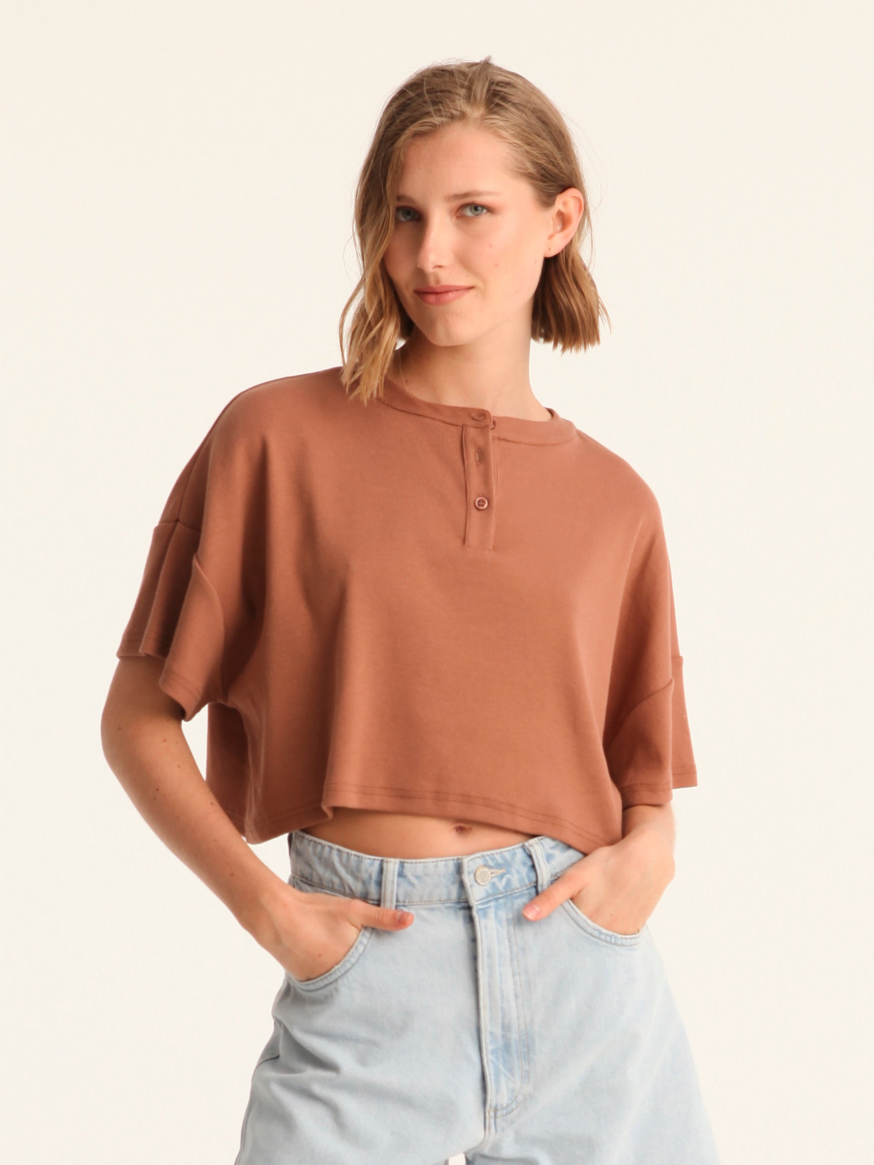 RIB TOP cropped top - choco