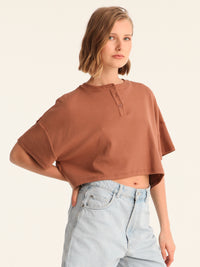 RIB TOP cropped top - choco