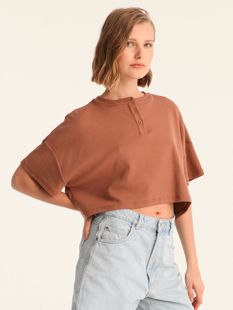 RIB TOP cropped top - choco